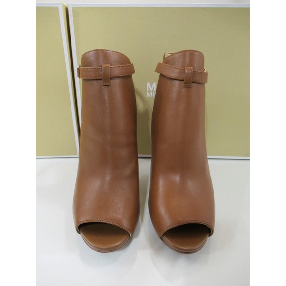 Michael Kors Lawson Open Toe High Heel Buckled Sandals Booties Luggage Size 8 - Picture 4 of 8